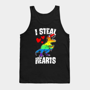 Dinosaur T Rex Lgbt Gay Pride Flag I Steal Hearts Men Boys Tank Top